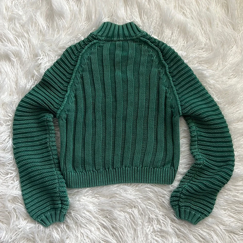 Free People Sweetheart sweater sz XS Green Botany - Picture 3 of 5